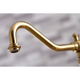 Restoration Two-Handle 4-Hole Deck Mount Bridge Kitchen Faucet with Brass Side Sprayer