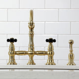 Duchess Two-Handle 4-Hole Deck Mount Bridge Kitchen Faucet with Brass Side Sprayer