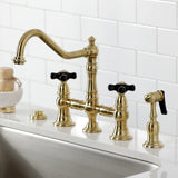 Duchess Two-Handle 4-Hole Deck Mount Bridge Kitchen Faucet with Brass Side Sprayer