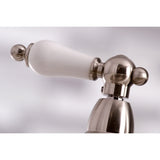 Restoration Two-Handle 4-Hole Deck Mount Bridge Kitchen Faucet with Brass Side Sprayer