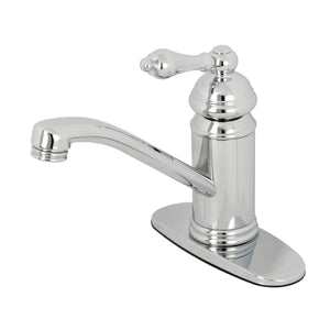 Vintage One-Handle 1-Hole Bathroom Faucet with Deck Plate and Push Pop-Up Drain