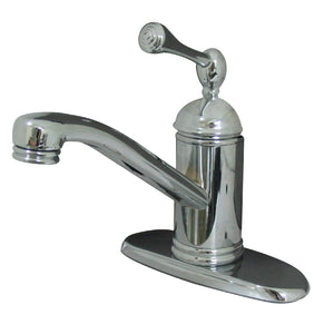 One-Handle 1-Hole Bathroom Faucet with Deck Plate and Push Pop-Up Drain