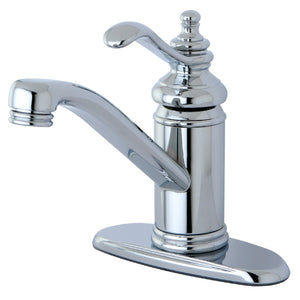 Templeton One-Handle 1-Hole Bathroom Faucet with Deck Plate and Push Pop-Up Drain