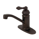 Vintage One-Handle 1-Hole Bathroom Faucet with Deck Plate and Push Pop-Up Drain