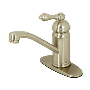 Vintage One-Handle 1-Hole Bathroom Faucet with Deck Plate and Push Pop-Up Drain