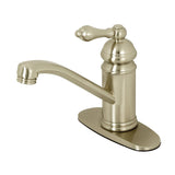 Vintage One-Handle 1-Hole Bathroom Faucet with Deck Plate and Push Pop-Up Drain