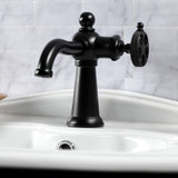 Webb Single-Handle 1-Hole Deck Mount Bathroom Faucet with Knurled Handle and Push Pop-Up Drain