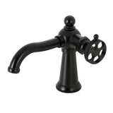 Webb Single-Handle 1-Hole Deck Mount Bathroom Faucet with Knurled Handle and Push Pop-Up Drain