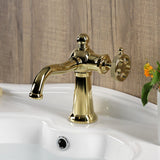 Webb Single-Handle 1-Hole Deck Mount Bathroom Faucet with Knurled Handle and Push Pop-Up Drain