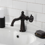 Webb Single-Handle 1-Hole Deck Mount Bathroom Faucet with Knurled Handle and Push Pop-Up Drain