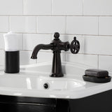 Webb Single-Handle 1-Hole Deck Mount Bathroom Faucet with Knurled Handle and Push Pop-Up Drain