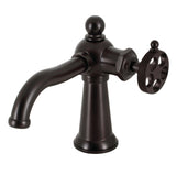 Webb Single-Handle 1-Hole Deck Mount Bathroom Faucet with Knurled Handle and Push Pop-Up Drain