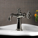 Webb Single-Handle 1-Hole Deck Mount Bathroom Faucet with Knurled Handle and Push Pop-Up Drain