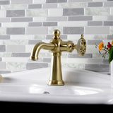 Webb Single-Handle 1-Hole Deck Mount Bathroom Faucet with Knurled Handle and Push Pop-Up Drain