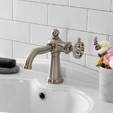 Webb Single-Handle 1-Hole Deck Mount Bathroom Faucet with Knurled Handle and Push Pop-Up Drain