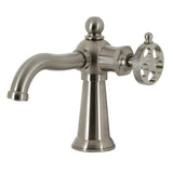 Webb Single-Handle 1-Hole Deck Mount Bathroom Faucet with Knurled Handle and Push Pop-Up Drain