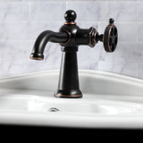 Webb Single-Handle 1-Hole Deck Mount Bathroom Faucet with Knurled Handle and Push Pop-Up Drain