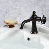 Webb Single-Handle 1-Hole Deck Mount Bathroom Faucet with Knurled Handle and Push Pop-Up Drain