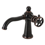 Webb Single-Handle 1-Hole Deck Mount Bathroom Faucet with Knurled Handle and Push Pop-Up Drain