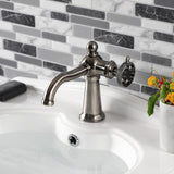 Webb Single-Handle 1-Hole Deck Mount Bathroom Faucet with Knurled Handle and Push Pop-Up Drain