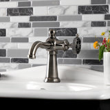 Webb Single-Handle 1-Hole Deck Mount Bathroom Faucet with Knurled Handle and Push Pop-Up Drain