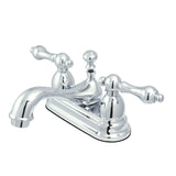 Restoration Double-Handle 3-Hole Deck Mount 4-Inch Centerset Bathroom Faucet with Brass Pop-Up