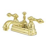 Restoration Double-Handle 3-Hole Deck Mount 4-Inch Centerset Bathroom Faucet with Brass Pop-Up