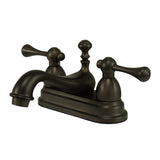 Vintage Double-Handle 3-Hole Deck Mount 4-Inch Centerset Bathroom Faucet with Brass Pop-Up