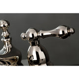 Restoration Double-Handle 3-Hole Deck Mount 4-Inch Centerset Bathroom Faucet with Brass Pop-Up