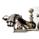 Restoration Double-Handle 3-Hole Deck Mount 4-Inch Centerset Bathroom Faucet with Brass Pop-Up