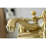 Restoration Double-Handle 3-Hole Deck Mount 4-Inch Centerset Bathroom Faucet with Brass Pop-Up