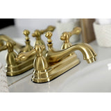 Restoration Double-Handle 3-Hole Deck Mount 4-Inch Centerset Bathroom Faucet with Brass Pop-Up