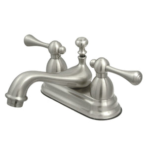 Vintage Double-Handle 3-Hole Deck Mount 4-Inch Centerset Bathroom Faucet with Brass Pop-Up