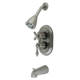 Restoration Double-Handle 3-Hole Thermostatic Tub and Shower Faucet with Plunger Diverter