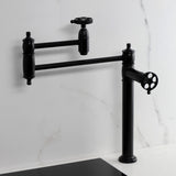 Webb Two-Handle 1-Hole Deck Mount Pot Filler Faucet with Knurled Handle