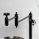 Webb Two-Handle 1-Hole Deck Mount Pot Filler Faucet with Knurled Handle