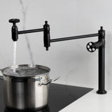 Webb Two-Handle 1-Hole Deck Mount Pot Filler Faucet with Knurled Handle