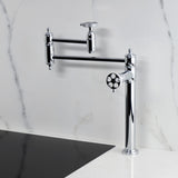 Webb Two-Handle 1-Hole Deck Mount Pot Filler Faucet with Knurled Handle