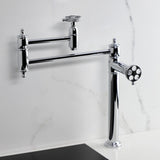 Webb Two-Handle 1-Hole Deck Mount Pot Filler Faucet with Knurled Handle