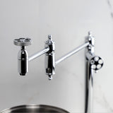 Webb Two-Handle 1-Hole Deck Mount Pot Filler Faucet with Knurled Handle