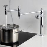 Webb Two-Handle 1-Hole Deck Mount Pot Filler Faucet with Knurled Handle