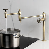 Webb Two-Handle 1-Hole Deck Mount Pot Filler Faucet with Knurled Handle