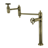 Webb Two-Handle 1-Hole Deck Mount Pot Filler Faucet with Knurled Handle