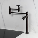 Webb Two-Handle 1-Hole Deck Mount Pot Filler Faucet with Knurled Handle