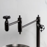 Webb Two-Handle 1-Hole Deck Mount Pot Filler Faucet with Knurled Handle