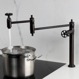 Webb Two-Handle 1-Hole Deck Mount Pot Filler Faucet with Knurled Handle