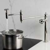 Webb Two-Handle 1-Hole Deck Mount Pot Filler Faucet with Knurled Handle