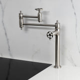 Webb Two-Handle 1-Hole Deck Mount Pot Filler Faucet with Knurled Handle