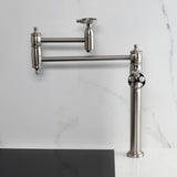 Webb Two-Handle 1-Hole Deck Mount Pot Filler Faucet with Knurled Handle