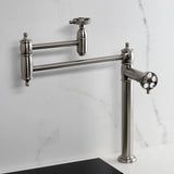 Webb Two-Handle 1-Hole Deck Mount Pot Filler Faucet with Knurled Handle